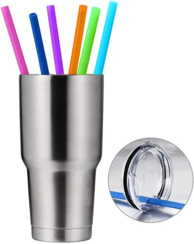 Miniatura 3 de Pajitas rectas de silicona reutilizables extra largas de 12 pulgadas para vaso extra alto de 40 onzas, botella licuadora de 32 onzas Nutribullet