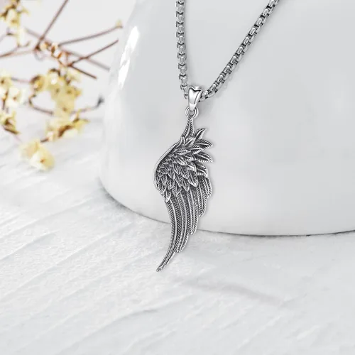 Miniatura 59 de Collar de alas de ángel de plata de ley 925, ángel de la guarda, enfermera RN caduceo, dije de ángel de cristal, joyería de regalo para mujer