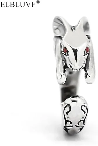 Miniatura 5 de ELBLUVF 925 Sterling Silver Bunny Rabbit Animal Adjustable Ring Jewelry for Women
