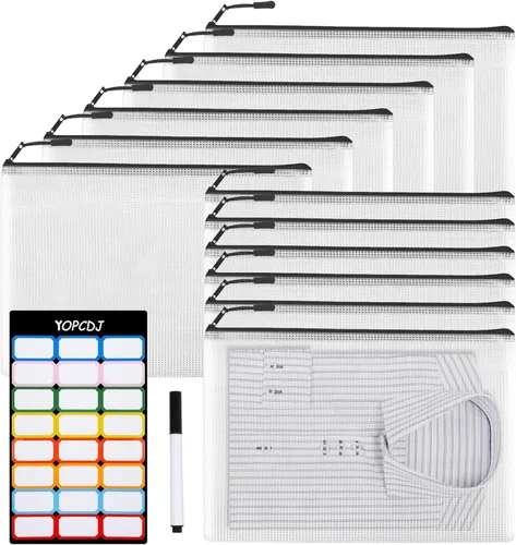 Miniatura 8 de YOPCDJ 12 bolsas de malla con cremallera, bolsa de rompecabezas A5 (12 colores, 12 paquetes) para organizar, bolsa de almacenamiento imprescindible