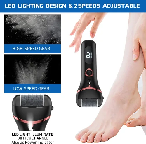 Miniatura 2 de Removedor eléctrico de callos de pies, kit de pedicura electrónico portátil recargable, lima de pies impermeable, herramientas de pedicura
