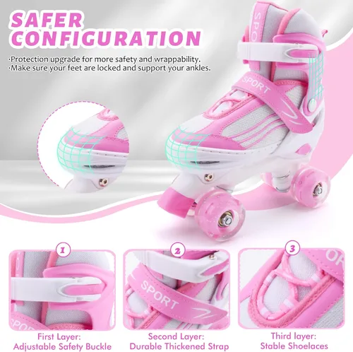 Miniatura 3 de Patines de Ruedas para Niños, Niñas y Pequeños de 3 a 12 años, Ajustables en 4 Tallas para Niños y Adolescentes con Ruedas Iluminadas, Patines