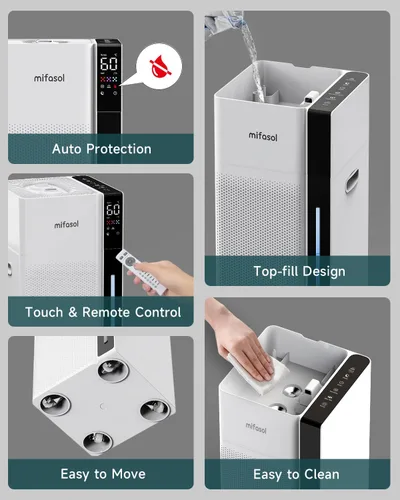 Miniatura 6 de Mifasol Humidificador para habitación grande, 5.3 galones/20 litros, humidificadores grandes para el hogar, 1500 pies cuadrados, humidificadores