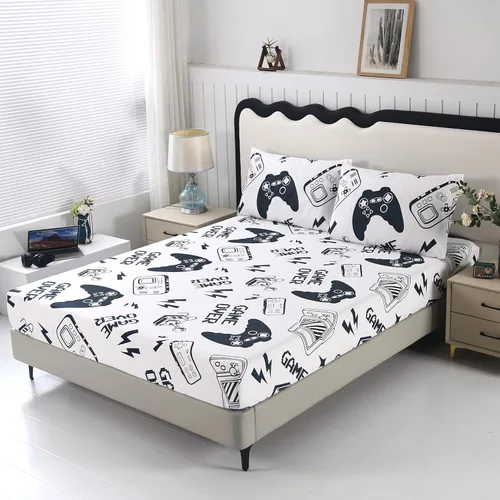 Miniatura 9 de SDIII Sábanas bajeras con bolsillos profundos para jugadores de microfibra suave color blanco, incluye 2 fundas de almohada, juego de sábanas
