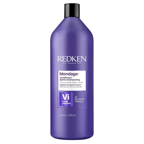 Redken Acondicionador morado de depósito de color rubio | Para cabello rubio | Neutraliza el latón e hidrata el cabello | Con pigmentos violetas