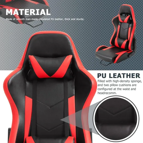 Miniatura 3 de Minneer Asiento de carreras de doble bloqueo, carga de 400 libras, ángulo ajustable, cómodo, transpirable, ergonómico, silla de juegos de vuelo