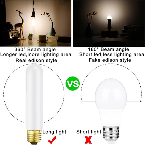 Miniatura 4 de Leools Bombilla LED esmerilada T10, bombilla LED tubular regulable E26, 8 W igual a 60 W, 3000 K, blanco suave, CRI90+, 600 lm, base E26 de T10