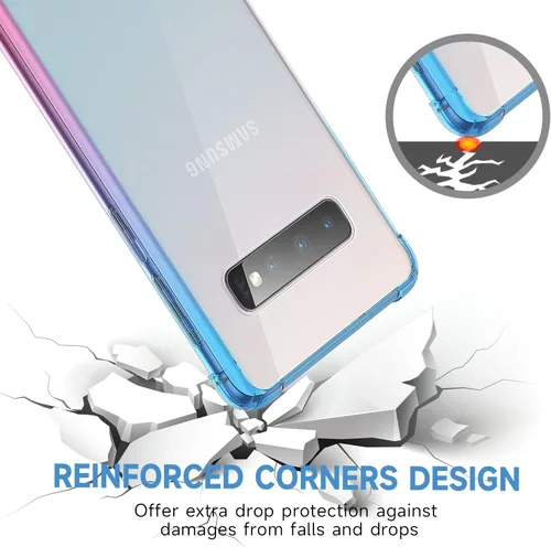 Miniatura 4 de Funda para Galaxy S10 (no Plus), transparente y bonita funda delgada con degradado para teléfono, TPU reforzado, parte trasera de policarbonato azul