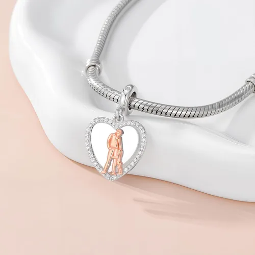 Miniatura 74 de PROESS Dije para padre, madre e hija, pulsera de plata de ley para pulseras, regalos de cumpleaños, día de San Valentín, para hija, madre, amante