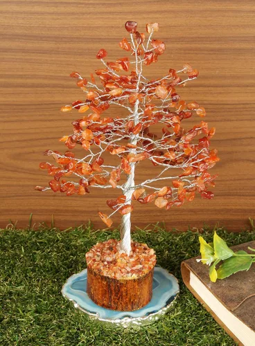 Miniatura 2 de FASHIONZAADI - Árbol de la vida con cristal de cornalina, árbol de chakras para energía positiva, decoración de Feng Shui hecha a mano con piedras