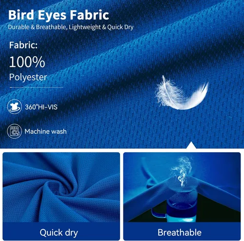 Miniatura 4 de ProtectX Camisas de manga larga de alta visibilidad, camiseta de seguridad reflectante de alta visibilidad para hombres y mujeres, camisa de Azul