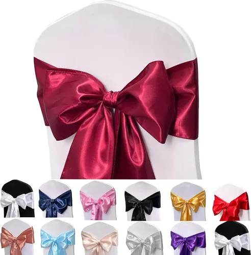 Miniatura 8 de Bandas de satén para silla, lazos para silla, 12 lazos para silla, bandas traseras para bodas, fiestas, eventos, banquetes, decoración de fundas