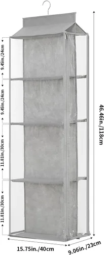 Miniatura 3 de Organizador de bolso colgante de 8 rejillas en 1 paquete con cremalleras dobles, organizador de bolso visible para armario, soporte