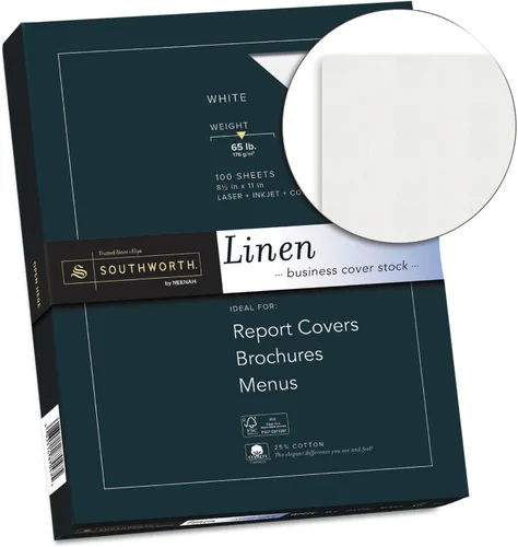 Miniatura 2 de Southworth Z550CK Papel Cartulina de Negocios 25% Algodón Lino Blanco 65 libras 8-1/2 x 11 100/Caja FSC