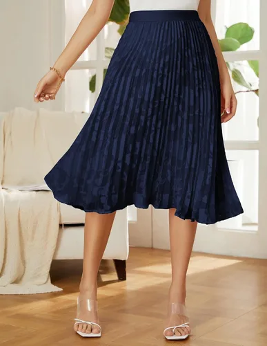 Miniatura 84 de GRACE KARIN - Falda plisada de gasa para mujer, con cintura alta y elástica, vuelo, corte acampanado y longitud por debajo de la rodilla
