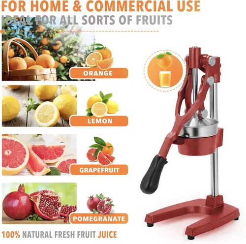 Miniatura 4 de Prensa manual de 19 pulgadas de altura extra alta comercial de hierro fundido de servicio pesado, exprimidor de jugo de frutas manual de cítricos