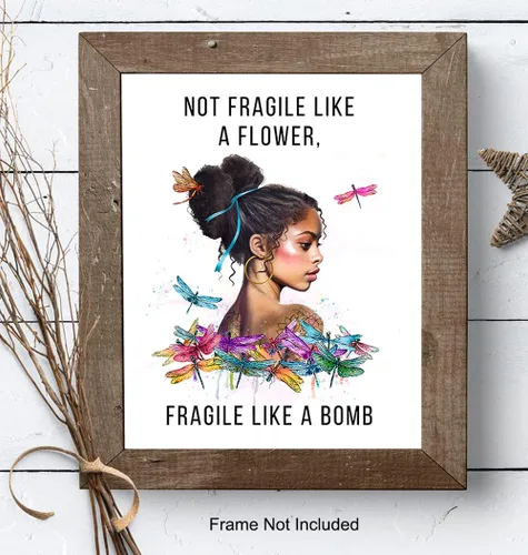 Miniatura 8 de African American Decor - African American Gifts for Women - Black Girl Wall Art - Not Fragile Like A Flower - Motivation Inspiration Wall Art &