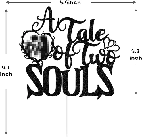Miniatura 2 de Decoración para tartas con purpurina negra "A Tale of Two Souls", "Till Death/Till Death Do Us Party/About Damn Time", decoración temática