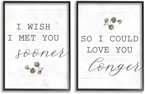 Miniatura 8 de Stupell Industries Wish I met You Sooner to Love You Longer - Cita romántica, diseñada por Daphne Polselli Art, 2 unidades, cada una de 10 x 15