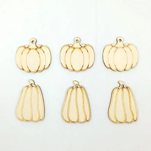 Miniatura 4 de 1 juego de recortes de calabaza sin terminar rebanadas de madera para manualidades de Halloween con cuerda decoración creativa