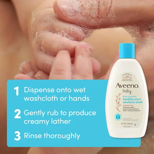 Miniatura 6 de Aveeno Baby Healthy Start Lavado Nutritivo para Recién Nacidos, Gel de Baño Hipoalergénico para Bebé, Avena Prebiótica, Limpia Suavemente la Piel