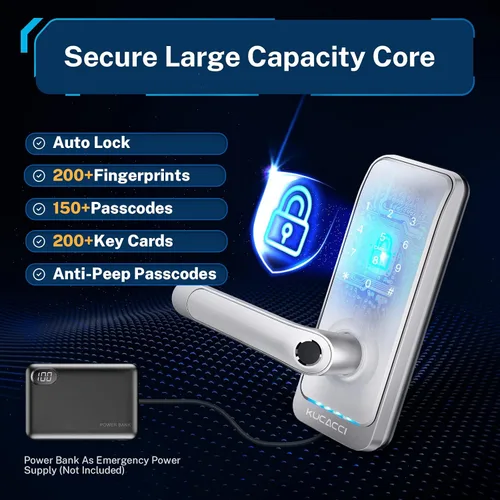 Miniatura 6 de Cerradura de puerta inteligente con teclado con asa: cerradura inteligente de entrada sin llave Kucacci para puerta delantera, código electrónico