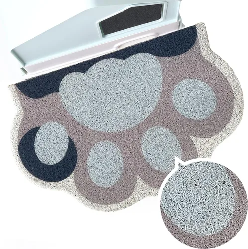 Miniatura 12 de Bonita alfombra de arena para gatos de 24 x 19 pulgadas, tapete para caja de arena, suave para patas de gatito, fácil de limpiar, antideslizante