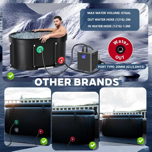Miniatura 6 de Enfriador de agua para baño de hielo para bañeras frías, enfriador de baño de hielo, sistema enfriador de agua para bañeras frías, tanque de peces
