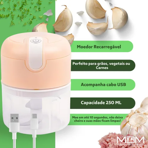 Miniatura 3 de Mini procesador de alimentos 3 cuchillas eléctrico 8.5 fl oz Usb (rosa)