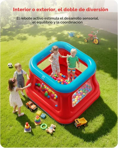 Miniatura 3 de QPAU Casa inflable de rebote para niños de 3 a 6 años, casa de rebote grande para 2 a 4 niños, trampolín 3 en 1 y piscina de pelotas, casa hinchable