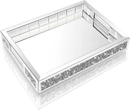 Miniatura 8 de Wocred Bandeja de perfume, bandeja de tocador súper hermosa con asas, organizador de joyas, bandeja decorativa para tocador, mesa de café, otomana