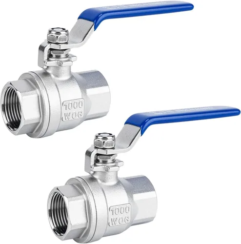 Miniatura 12 de 2 válvulas de bola de acero inoxidable 304, NPT hembra de puerto completo con mango de aislamiento de vinilo azul resistente (2, 1 pulgada)