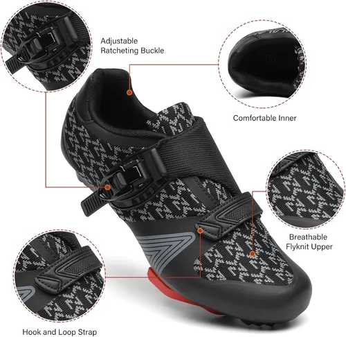 Miniatura 5 de Zapatos de ciclismo unisex para hombres y mujeres, compatibles con zapatos de bicicleta Peloton con tacos Delta para ciclismo de carretera, pedal