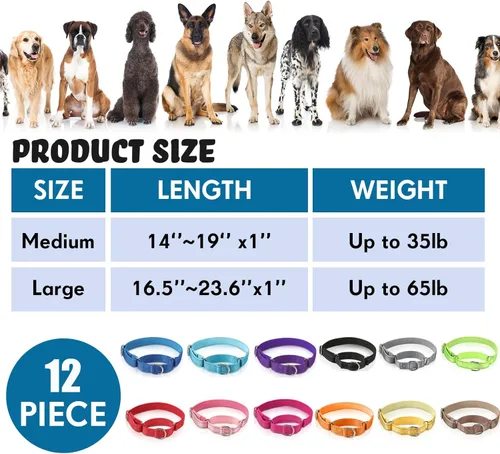 Miniatura 3 de 12 collares de Martingala para perros medianos, collar reflectante para perro con hebilla de metal duradera, nailon ajustable para mascotas que
