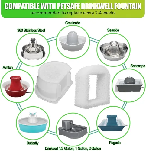 Miniatura 5 de Filtros de fuente de agua de repuesto para gatos para mascotas compatibles con fuente Drinkwell Petsafe de acero inoxidable 360 Avalon, Pagoda