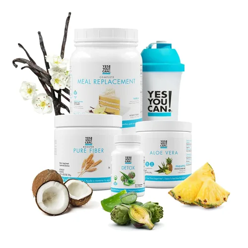 ¡Sí puedes! Kit Detox Plus, Limpieza Diaria de Fibra Pura Sustitutivo de Comida, Mezcla para Beber, Impulsor de Batido y Suplemento, Kit de Limpieza