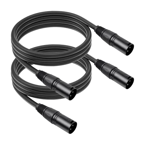 Miniatura 9 de Paquete de 2 cables de micrófono XLR macho a macho de 3 pines, cable de audio equilibrado profesional con cobre sin oxígeno, conectores chapados