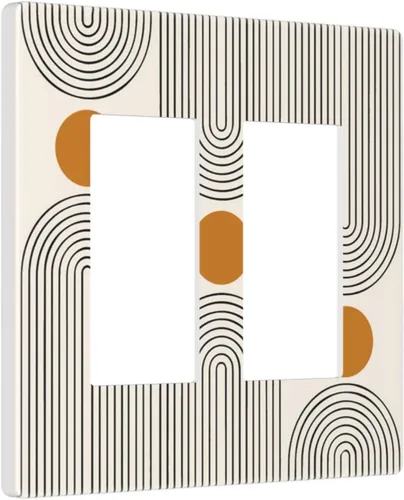 Miniatura 79 de Placa Decorativa de Pared Beige Boho de Mediados de Siglo Sol Abstracto 1-Gang Retro Años 70 Arte Geométrico Moderno con Arco Eléctrico Interruptor