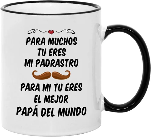 Casitika Regalos para padrastro. Taza para el día del padre. Taza española de 11 onzas. Idea como regalo para papá en cumpleaños. | Taza para Dia