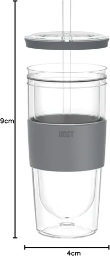 Miniatura 9 de HOST Vaso enfriador de bebidas congelables con aislamiento de doble pared con vasos de gel de congelación para vino tinto y blanco, popote y tapa