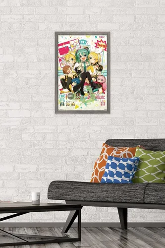Miniatura 2 de Hatsune Miku - Póster de pared Hey de 22.4 pulgadas de largo x 14.7 pulgadas de ancho, versión enmarcada de madera de granero