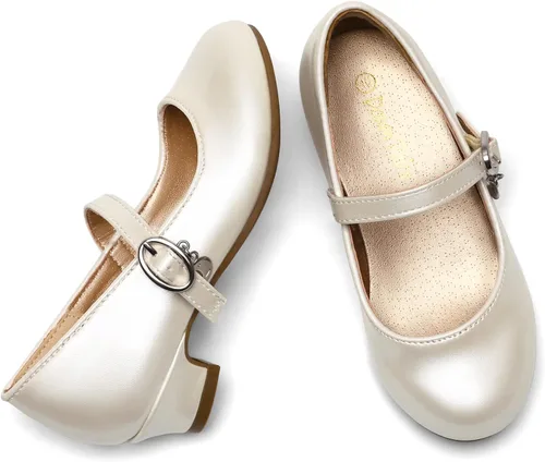 Miniatura 4 de DREAM PAIRS Zapatos de vestir Mary Jane de tacón bajo para niñas con flores de princesa para bodas y fiestas
