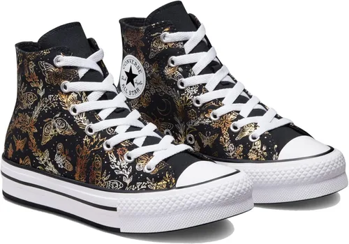 Miniatura 4 de Converse Youth Chuck Taylor All Star - Plataforma de elevación de EVA, brillo de mariposas, color negrodoradoblanco