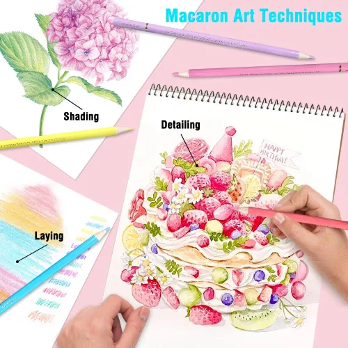 Miniatura 6 de LBW 50 lápices de colores pastel de macarrón, núcleo suave profesional para adultos, principiantes, bocetos, sombreado