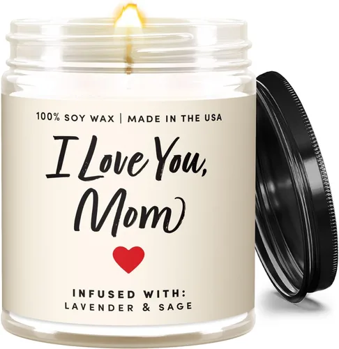 Miniatura 9 de Gran Vela Happy for Mom – 9 onzas, cera de soja, 50 horas de combustión – La mejor vela linda para mamá de hija, hijo, niños, amigo, esposo, ideas
