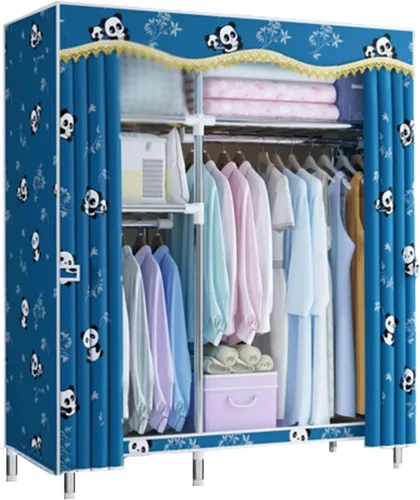 Miniatura 10 de large closets Portable Wardrobe Closet with Pattern Cloth Cover Wardrobe Closet Steel Rack Closet for Clothes Saves Space Storage Closet Space-saving