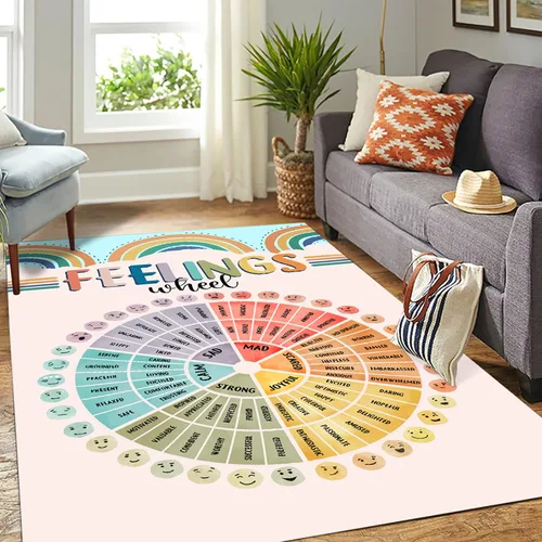Miniatura 21 de Feelings Chart - Alfombra para el aula, salud mental, alfombra de esquina calmante para clase, alfombras antideslizantes y esponjosas