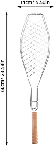 Miniatura 3 de UPKOCH Cesta de 2 piezas, acero inoxidable, estante plegable para asar pescados, red de clip de barbacoa a la parrilla para carne, bistec