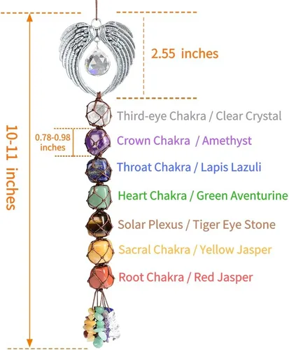 Miniatura 2 de Adornos colgantes de cristal hechos a mano para ventana de automóvil, 7 chakras, decoración del hogar, adorno de Feng Shui, adorno de yoga, Ángel