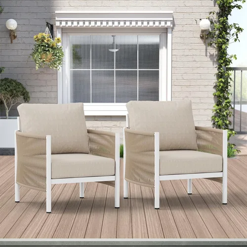 Miniatura 11 de Juego de muebles de aluminio para patio al aire libre con mesa de centro de doble capa, juegos de conversación de patio modernos de 4 piezas